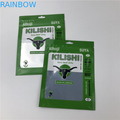 पन्नी थ्री साइड सील ज़िपर फ्लैट बीफ जर्की प्लास्टिक पैकेजिंग बैग