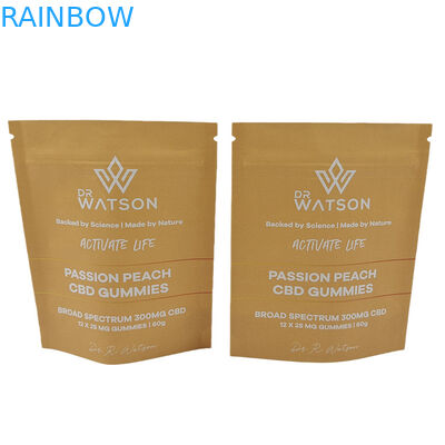 गर्म बिक्री कस्टम डिजाइन मुद्रित बायोडिग्रेडेबल स्टैंड अप क्राफ्ट पेपर बैग पर्यावरण के अनुकूल गममी कैंडी पैकेजिंग