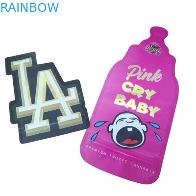 कस्टम मुद्रित 3.5g अद्वितीय विशेष मरने कट अनियमित आकार Mylar बैग सील 8 वें गंध सबूत विशेष Cali Mylar बैग