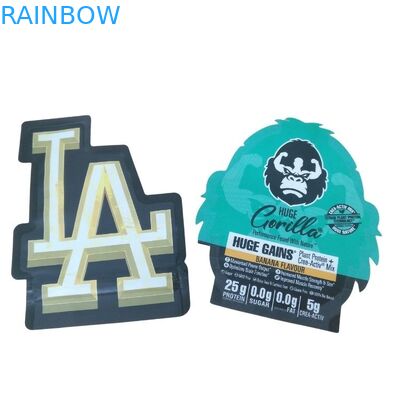 कस्टम मुद्रित मैट सॉफ्ट टच बैग 3.5g Mylar बैग डिजिटल मुद्रित होलोग्राफिक डाई कट Mylar ZiplockBag