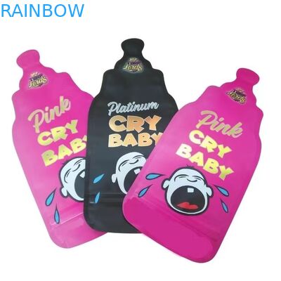 कस्टम मुद्रण 3.5g Mylar बैग डाई कट अनियमित बैग के साथ Ziplock सर्कल Mylar सॉफ्ट टच प्लास्टिक खाद्य कैंडी बैग