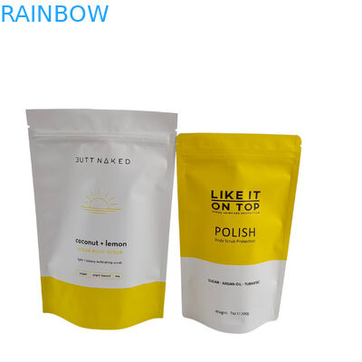 मैट मुद्रित पुनः बंद करने योग्य पैकेजिंग बैग ज़िप लॉक प्लास्टिक स्नान नमक शरीर स्क्रब खड़े जिपर के साथ बैग