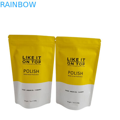 मैट मुद्रित पुनः बंद करने योग्य पैकेजिंग बैग ज़िप लॉक प्लास्टिक स्नान नमक शरीर स्क्रब खड़े जिपर के साथ बैग