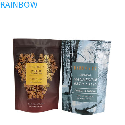 कस्टम लोगो प्रिंटिंग ज़िपलॉक पॉच बॉडी स्क्रब साबुन बाथ बम पैकेजिंग एल्यूमीनियम पन्नी पॉच प्लास्टिक ज़िपर बाथ साल्ट बैग