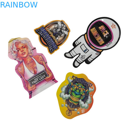 कस्टम ज़िपलॉक विशेष आकार का प्लास्टिक बाल प्रतिरोधी गंध प्रतिरोधी कैंडी बैग Mylar पैक 3.5g 7g कस्टम आकार Mylar बैग