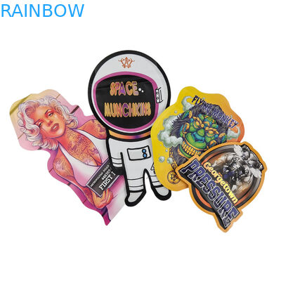 कस्टम ज़िपलॉक विशेष आकार का प्लास्टिक बाल प्रतिरोधी गंध प्रतिरोधी कैंडी बैग Mylar पैक 3.5g 7g कस्टम आकार Mylar बैग