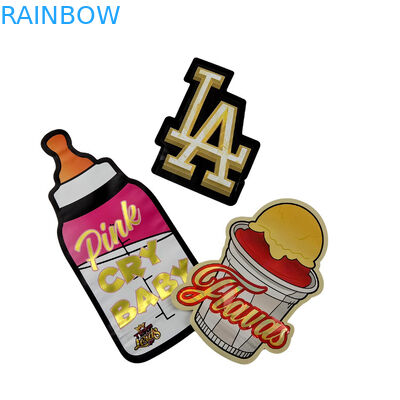 3.5g अनुकूलित पैकेजिंग और लोगो मुद्रण विशेष अनूठा आकार के अंदर मुद्रित होलोग्राफिक डाई कट मायलर बैग