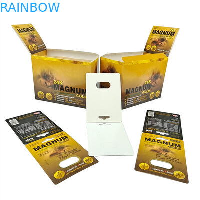 उच्च गुणवत्ता वाली सेक्स गोली 3 डी ब्लिस्टर पैकिंग कार्ड राइनो पुरुष वृद्धि गोली पैकिंग कार्ड प्रदर्शन कागज के बक्से के साथ