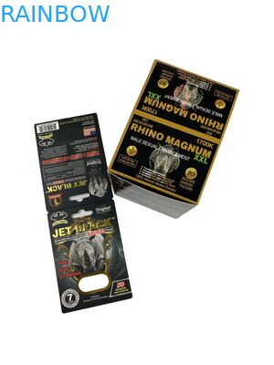 थोक कस्टम मुद्रित राइनो टैबलेट पैकेजिंग कागज के बक्से कागज कार्ड के साथ वृद्धि गोलियां पैकेजिंग