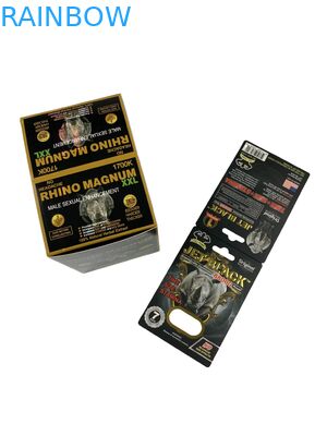 थोक कस्टम मुद्रित राइनो टैबलेट पैकेजिंग कागज के बक्से कागज कार्ड के साथ वृद्धि गोलियां पैकेजिंग
