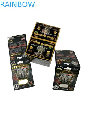 गर्म बिक्री कस्टम बढ़ोतरी गोलियाँ पैकेजिंग पेपर कार्ड राइनो टैबलेट टैबलेट छापे गए पेपर कार्ड के साथ ब्लिस्टर