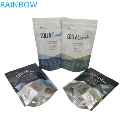 कस्टम लोगो स्पॉट यूवी एल्यूमीनियम पन्नी के साथ स्टैंड अप मायलर बैग प्रोटीन पाउडर के लिए पुनः सील करने योग्य मायलर बैग