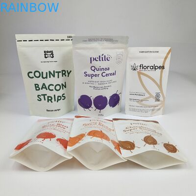 थोक स्टैंडिंग पैकेजिंग कस्टम सफेद Doypack Kraft Paper Poch Bag For Food Nuts स्नैक पैकेजिंग