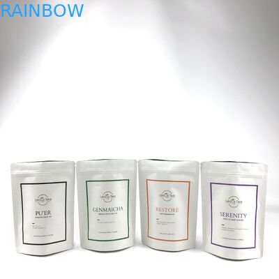 सूखी चाय बैग पैकेजिंग के लिए अनुकूलित लोगो के साथ फिर से बंद करने योग्य स्टैंड अप बैग