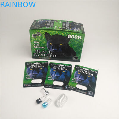 प्लास्टिक की खाली दवा की बोतलें पुरुष वृद्धि गैंडा 99 गोलियाँ डिस्प्ले बॉक्स के साथ फोड़ा कार्ड