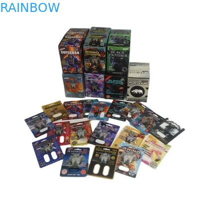 स्लाइड ब्लिस्टर कार्ड पैकेजिंग पुरुष वृद्धि गोलियां पैकेजिंग सेक्स गोली 3 डी पैकेजिंग