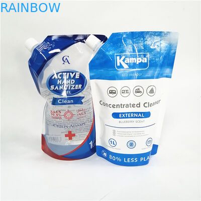 पर्यावरण के अनुकूल पैकेजिंग के लिए विभिन्न प्रकार के कैप वाले पुनर्नवीनीकरण योग्य स्पॉट किए गए स्टैंड-अप बैग