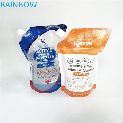 पर्यावरण के अनुकूल पैकेजिंग के लिए विभिन्न प्रकार के कैप वाले पुनर्नवीनीकरण योग्य स्पॉट किए गए स्टैंड-अप बैग