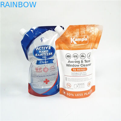 पर्यावरण के अनुकूल पैकेजिंग के लिए विभिन्न प्रकार के कैप वाले पुनर्नवीनीकरण योग्य स्पॉट किए गए स्टैंड-अप बैग