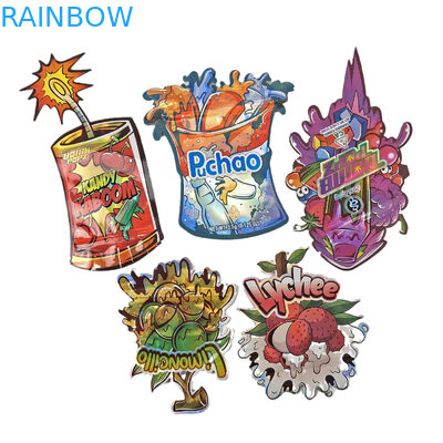 कस्टम मुद्रित सॉफ्ट टच होलोग्राफिक डाई कट अनियमित विशेष आकार प्लास्टिक ज़िपर Mylar खाद्य पैकेजिंग बैग