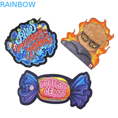 विशेष अनियमित आकार के गंध प्रतिरोधी बैग के साथ ज़िपलॉक कस्टम28g 14g 7g 3.5g डाई कट स्नैक खाद्य पैकेजिंग Mylar बैग