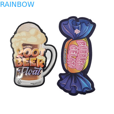 कस्टम डिजिटल मुद्रित डाई कट अनियमित 3.5g बैग विशेष आकार का खाद्य प्लास्टिक ज़िपलॉक पैकेजिंग Mylar बैग