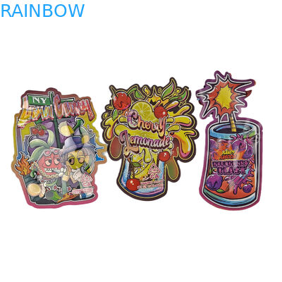 कस्टम मुद्रित खाद्य बैग प्लास्टिक पैकेजिंग डाई कट विशेष आकार का प्लास्टिक थैला Ziplock के साथ 3.5g स्नैक Mylar बैग