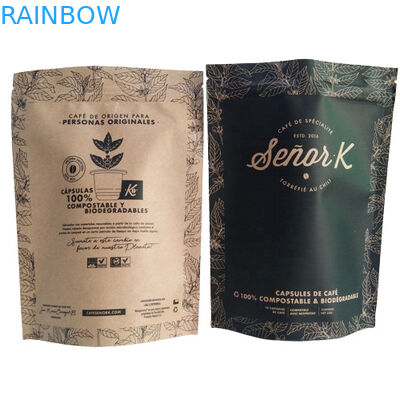 फ्लैट बॉटम बैग फूड पैकेजिंग फिल्म सादा सफेद प्रिंटिंग टॉप एयर वाल्व के साथ भरना