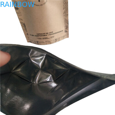 फ्लैट बॉटम बैग फूड पैकेजिंग फिल्म सादा सफेद प्रिंटिंग टॉप एयर वाल्व के साथ भरना