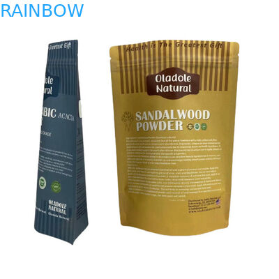 क्राफ्ट ब्राउन पेपर स्नैक्स बैग पैकेजिंग स्टैंड अप पॉकेट सिपर के साथ फ्लैट तल