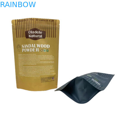 क्राफ्ट ब्राउन पेपर स्नैक्स बैग पैकेजिंग स्टैंड अप पॉकेट सिपर के साथ फ्लैट तल