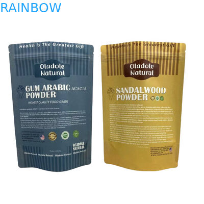 क्राफ्ट ब्राउन पेपर स्नैक्स बैग पैकेजिंग स्टैंड अप पॉकेट सिपर के साथ फ्लैट तल