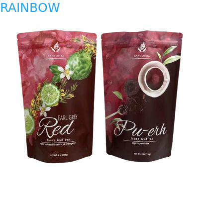 खाद्य ग्रेड स्टैंड अप पॉच बैग प्लास्टिक कस्टम पन्नी चाय पैकिंग के लिए मैट खत्म