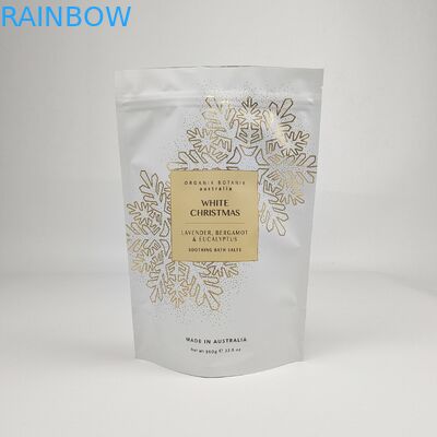सॉफ्ट टच स्टैंड अप बैग कस्टम मुद्रित ज़िपर खाद्य कैंडी बॉडी स्क्रब पैकेजिंग प्लास्टिक बाथ नमक बैग
