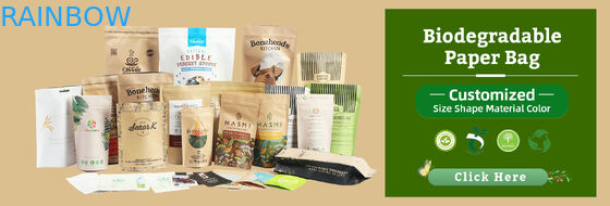 पर्यावरण के अनुकूल बायोडिग्रेडेबल क्राफ्ट पेपर बैग ज़िप लॉक बैग खाद्य पैकेजिंग खिड़की के साथ पेपर बैग