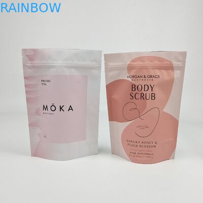 उच्च गुणवत्ता वाले बॉडी स्क्रब मुद्रित पैकेजिंग बैग प्लास्टिक एल्यूमीनियम पन्नी कस्टम ज़िपर खड़े हो जाओ बैग स्नान नमक के लिए
