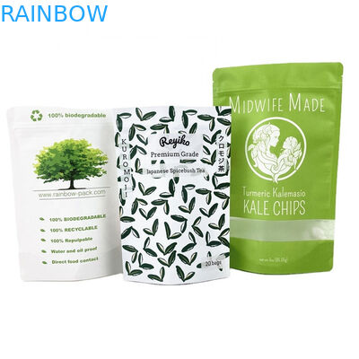 अनुकूलित लोगो 100% बायोडिग्रेडेबल क्राफ्ट पेपर खाद्य पाउडर के लिए पुनः बंद बैग खाद्य नट्स पैकेजिंग खाली स्लिम चाय बैग