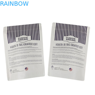 पालतू भोजन के लिए कस्टम मुद्रित बायोडिग्रेडेबल स्टैंड अप क्राफ्ट पेपर बैग लोगो के साथ फिर से बंद करने योग्य गंध प्रूफ बैग