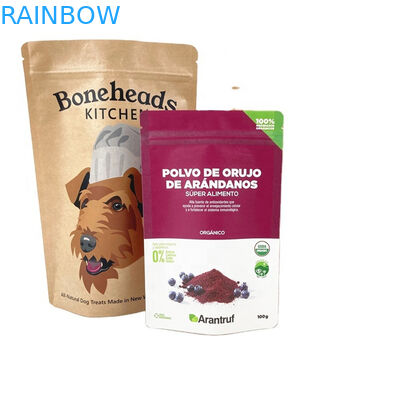 ओईएम कस्टम लोगो कुकी केक के लिए बायोडिग्रेडेबल क्राफ्ट पेपर बैग अखरोट खाद्य पदार्थ पाउडर पालतू खाद्य गंध प्रूफ बैग खिड़की के साथ