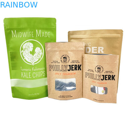 कस्टम स्वयं के डिजाइन कुकी केक के लिए क्राफ्ट पेपर बैग अखरोट खाद्य पदार्थ पाउडर पालतू भोजन बायोडिग्रेडेबल गंध प्रतिरोधी पैकेजिंग पाउच