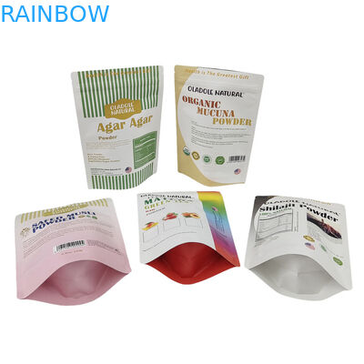 थोक कस्टम मुद्रित स्टैंड अप क्राफ्ट पेपर बैग खाद्य के लिए आटा अखरोट चावल चाय मसाले बायोडिग्रेडेबल Mylar बैग