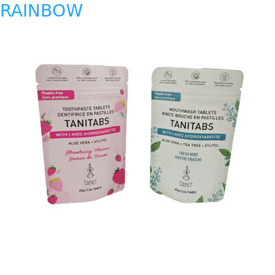 कॉस्मेटिक पाउडर पैक के लिए पुनः बंद करने योग्य ज़िपर के साथ पर्यावरण के अनुकूल कंपोस्टेबल क्राफ्ट बैग