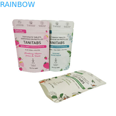 कॉस्मेटिक पाउडर पैक के लिए पुनः बंद करने योग्य ज़िपर के साथ पर्यावरण के अनुकूल कंपोस्टेबल क्राफ्ट बैग