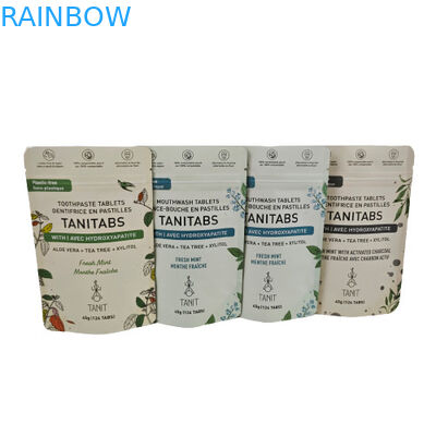 कॉस्मेटिक पाउडर पैक के लिए पुनः बंद करने योग्य ज़िपर के साथ पर्यावरण के अनुकूल कंपोस्टेबल क्राफ्ट बैग