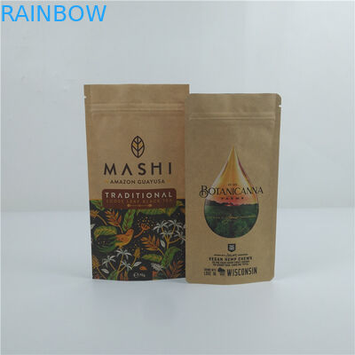 कस्टम स्टैंड अप बैग ज़िपर के साथ, हीट सील मुद्रित बायोडिग्रेडेबल खाद्य क्राफ्ट पेपर बैग