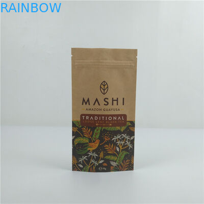 कस्टम स्टैंड अप बैग ज़िपर के साथ, हीट सील मुद्रित बायोडिग्रेडेबल खाद्य क्राफ्ट पेपर बैग