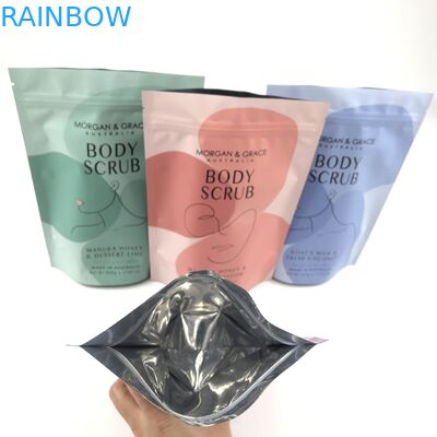 स्टैंड अप बॉडी स्क्रब बैग विभिन्न आकारों के साथ अनुकूलन योग्य कॉस्मेटिक पैकेजिंग बैग