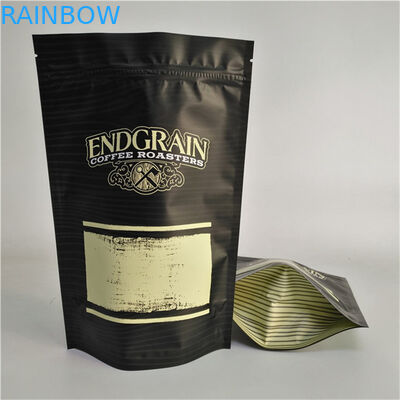 कस्टम लोगो मुद्रित स्टैंड अप ज़िपर पाउच पुन: सील करने योग्य प्लास्टिक खाद्य सील कॉफी बैग खाद्य ग्रेड सामग्री और लीक प्रूफ के साथ