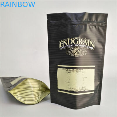 कस्टम लोगो मुद्रित स्टैंड अप ज़िपर पाउच पुन: सील करने योग्य प्लास्टिक खाद्य सील कॉफी बैग खाद्य ग्रेड सामग्री और लीक प्रूफ के साथ