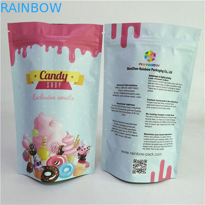 स्नैक पैकेजिंग के लिए गंध-प्रूफ कस्टम मुद्रित खाद्य ग्रेड माइलर स्टैंड अप पाउच